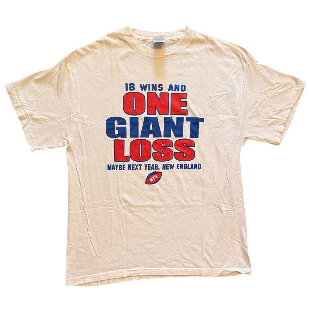 Vintage 2008 Giants 18 Wins One Giant Loss Patriots Parody Shirt Size L